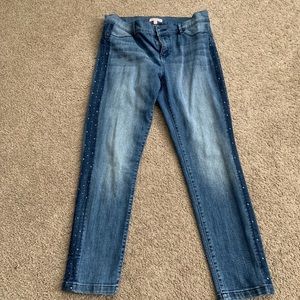 Juicy Couture Medium Wash Blue Jewel Embellished Side Seam Skinny Jeans